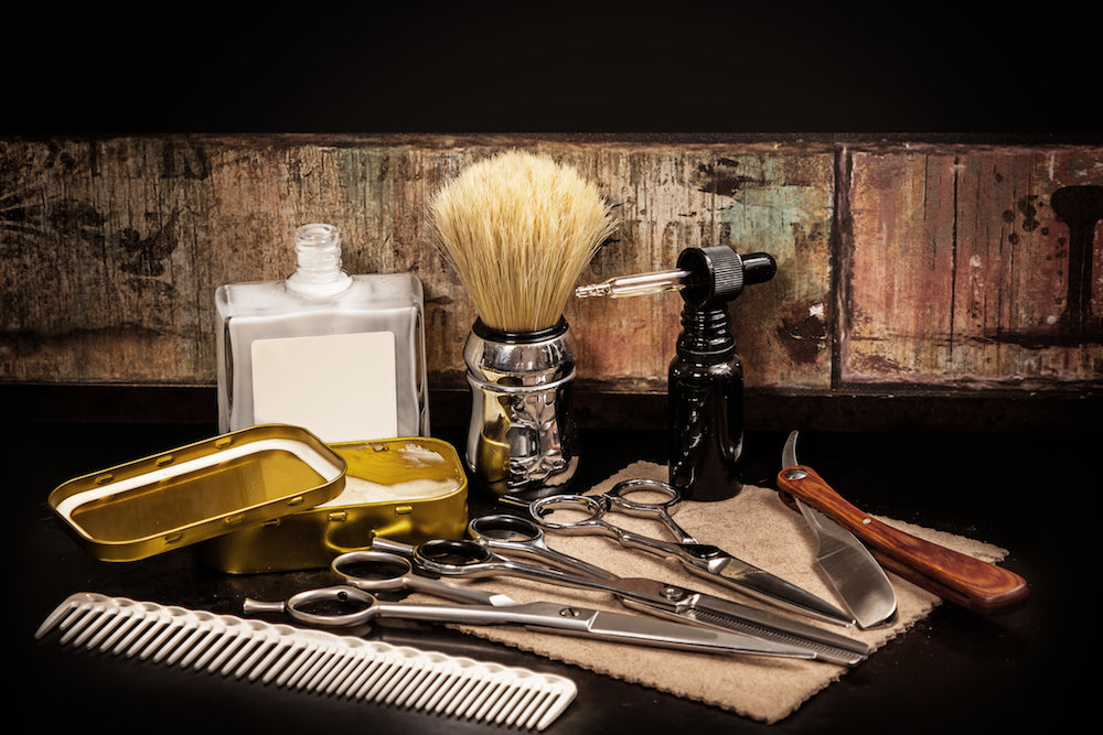 beard trimming tools on table