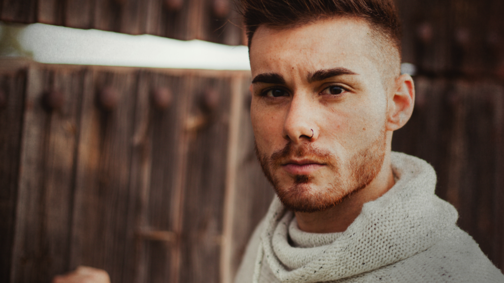Man with short box beard style